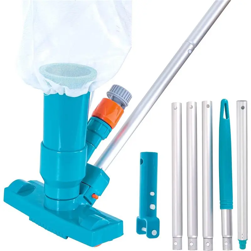 U.S. Pool Supply Above Ground Pool Vacuum Cleaner, Manual Pool Jet Vacuum Cleaner, Spa Cleaner for Hot Tub, Ponds - 5 Section Pole, Leaf Bag, Telescopic Pole Attachment - Attach to Garden Hose