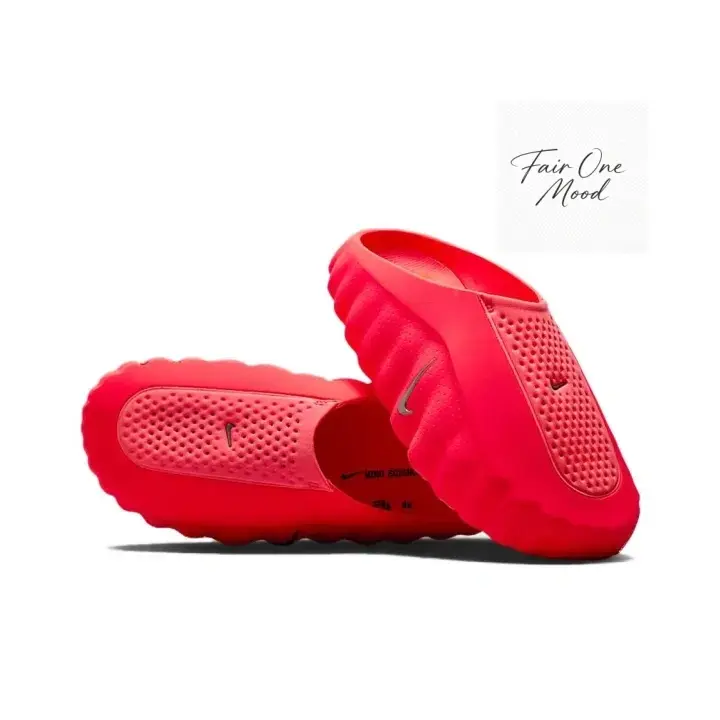 Vivid Bright Red Perforated Drainage EVA Slip On Wavy Ripple Slide Slippers Matching Red Massage Dot Insole Thick Wave Edge Cushion Platform Sole Quick Water Permeable Anti Slip Foam Sandals