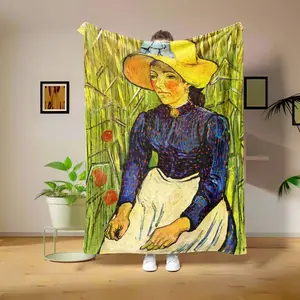 Van Gogh painting Flannel art Portrait Family Blanket Throw Home Sofa Lunch Break Blankets Children Student Blankets Nap Gifts