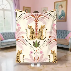 Bohemian Style Leopard Print Blanket, A Soft And Comfortable Flannel Blanket That Can Be Used All Year Round, Suitable For Sofas, Beds, Offices, Travel, And Camping
