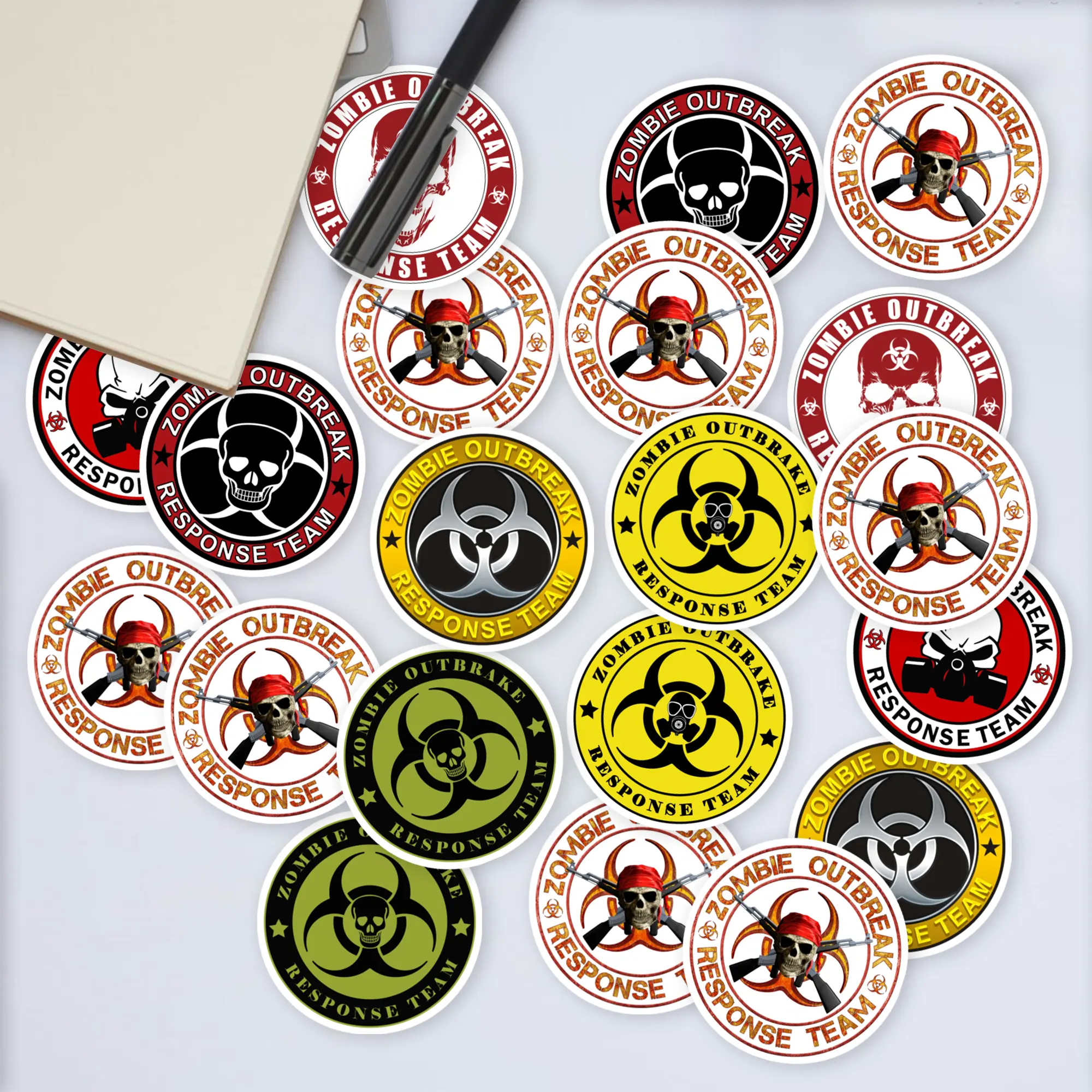 Stickers Pack 20 Pcs Zombie Aesthetic Outbreak Vinyl Response Bumper Laptop Team Bike Skull Waterproof Colorful Water Car Skateboard Luggage Guitar Bottle