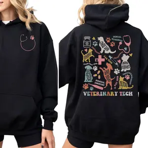 2 Sided Vet Tech Shirt, Retro Pet Lover Apparel, Veterinarian Technician Sweatshirt, Cute Vet Tech Hoodie, Christmas Gift Ideas, Unisex Crewneck Pullover Tee, Classic Streetwear
