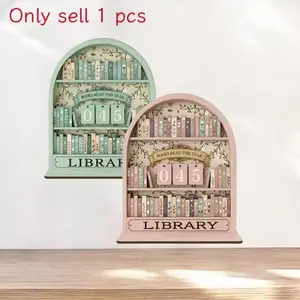 Vintage Wooden Reading Recorder, Unique Style Bookshelf Accessory, Vintage Home Decor, Records Up to 999 Books, Reusable Digits, Reader Gift, Book Lover Present