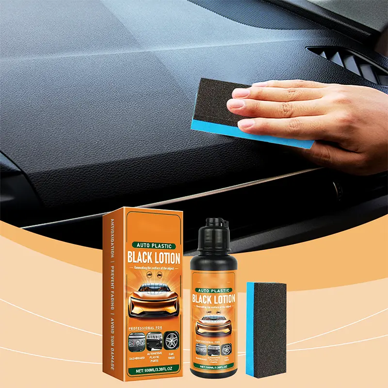 Car Plastic & Trim Restorer Kit with UV-Blocking Black Renewal Lotion - Interior Detailing Set for Car Owners, Dashboard, Tires, Crack Prevention, Restoring Agent Plastic & Rubber Care, Detailing Products Chemicals