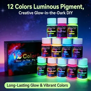 12 Pcs/1set Mica Powder Set, Ideal for Epoxy Resin, DIY Crafts, Art Supplies, Paints, Glue, Halloween Decor, Night Running, Bar Art Glow-In-The-Dark Paint, 20g Per Bottle
