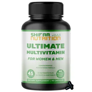 SHIFAA NUTRITION Halal Multivitamin Capsules for Men & Women - 90 Capsules - Daily Wellness Supplement