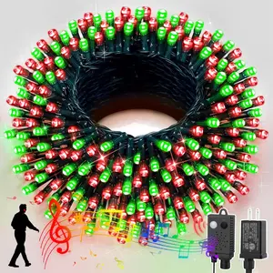 LAMPHOME 66ft Christmas Mini Lights with Music Motion Sensor Controller,200 LED Fairy Starry String Light Plug in for Indoor Outdoor Xmas Tree Wedding Party Decoration (Red Green)