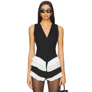For Love & Lemons Noemie Vest in Black