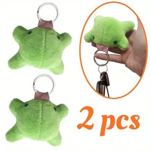 2PCS Cute Frog Keychain,Kawaii Frog Plush Keychain,Green Frog Purse Bag Charms Funny Frog Decor Car Keys Gifts