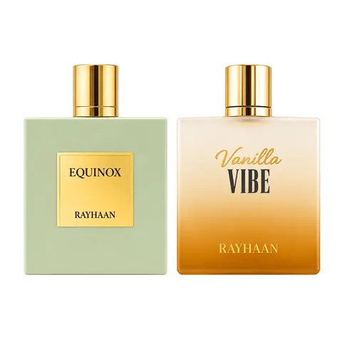 Rayhaan Ultimate Signature Unisex 2-Piece Fragrance Bundle - 3.4 oz Eau de Parfum Sprays (Vanilla Vibe + Equinox)