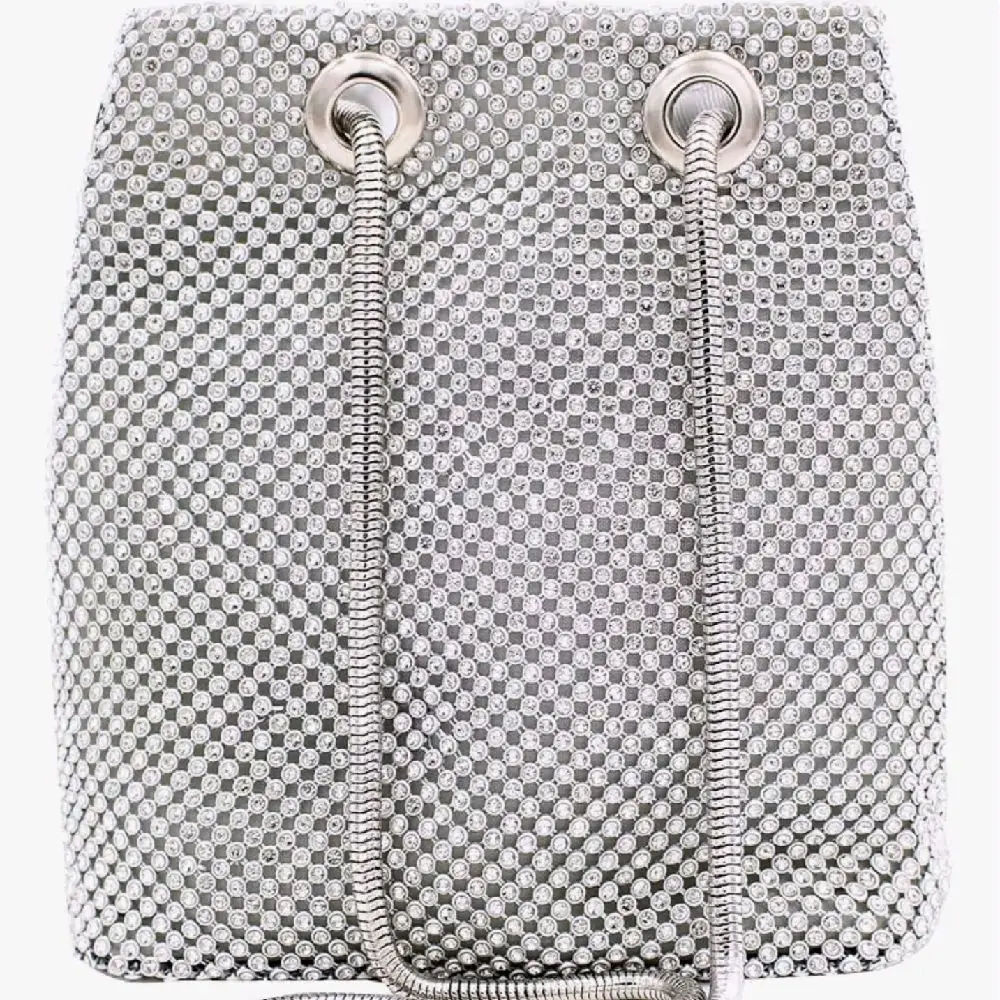 Vgift Luxury Full Rhinestone Bucket Bag, Bling Evening Bag Purse for Women