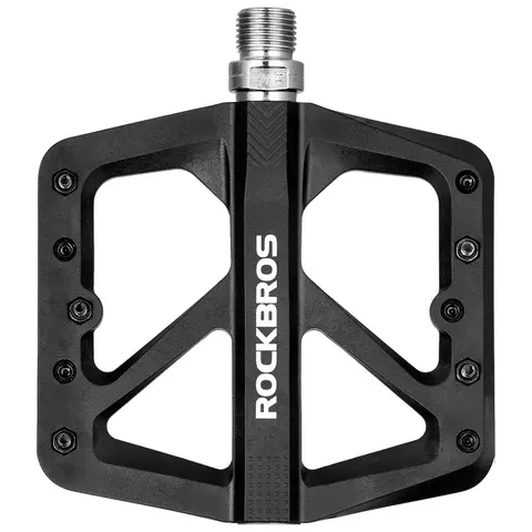 ROCKBROS Lightweight Nylon+Steel Composite MTB Flat Foot Pedals - 9/16" DU Bearing, Anti-Slip Pins, 304g, 4.13"/10.5cm Wide, Water Resistant, Unisex, After-Sales Service, for MTB/BMX/Road, Flat Pedal Components & Parts, BMX Bike Accessories