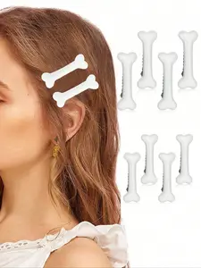 10pcs Cute Dog Bone and Crocodile Hair Clips, Multifunctional Side Bangs Clip, Party and Holiday Hair Accessories, All Seasons