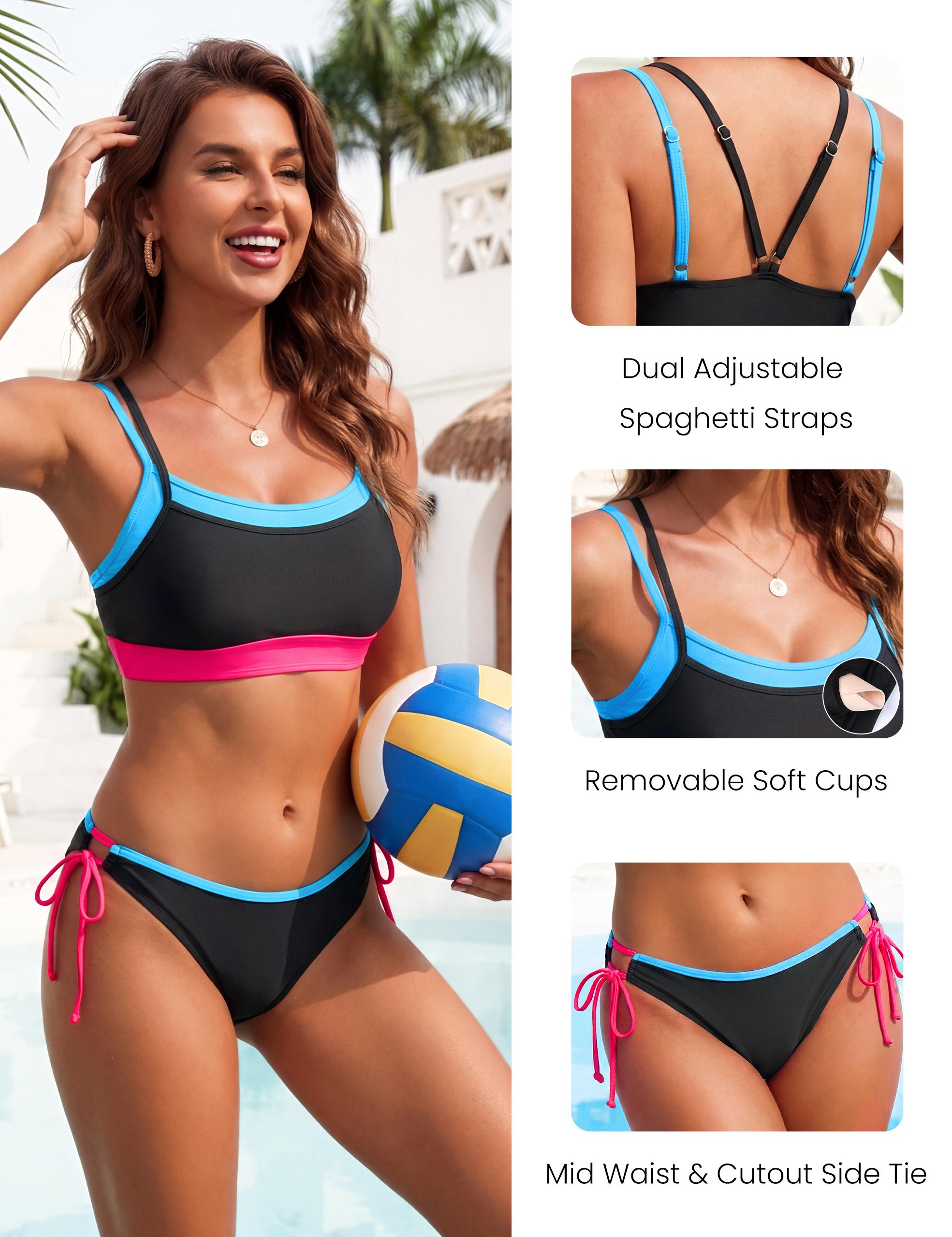 Blooming Jelly Womens Bikini Sets Color Block 2 piece Swim Suits 2026 Sporty Supportive Cute Teen Swimsuits #SwimWeek #Summervibes