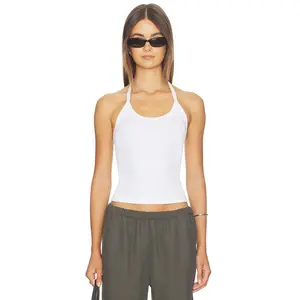 Enza Costa Cotton Rib Halter in White