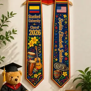 Personalized Graduation Stole Custom Sash Class of 2026, Latin Hispanic Grad Stole, Colombia Flag Graduation Sash, College Graduation Gift