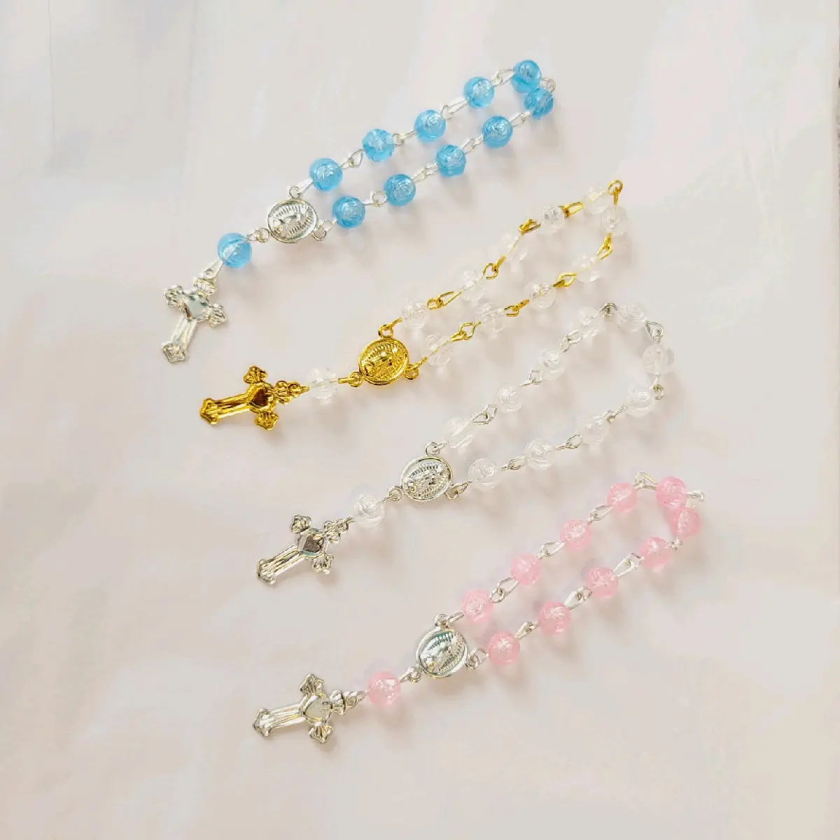 Small Rosaries Plastic Synthetic - 2 Inches - Ideal for Parties, Baptisms, Weddings, Communions and Funerals