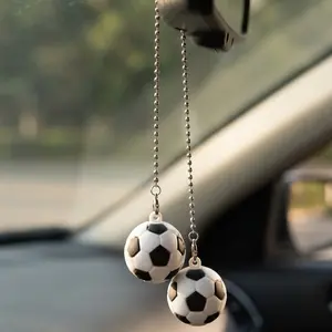 Fashionable Football Car Rearview Mirror Charm, Resin Soccer Decoration, Car Accessory, Car Ornament, Perfect Gift for Gamers and Sports Enthusiasts