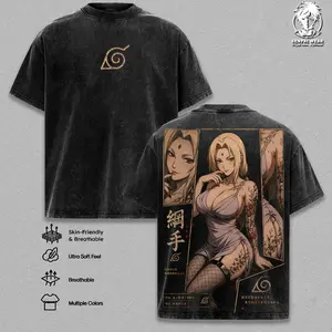 Tsunade - Naruto Graphic Tee Vintage Washed Shirt Unisex Streetwear Anime Merch Fifth Hokage Tee Slug Princess T-Shirt Gift for Anime Anime Fans