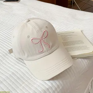 Adjustable Plain Cotton Unisex Bow Baseball Cap - Glamorous Pink, Lightweight Material, Soft Top, Multiple Colors, Ideal for Casual Outings & Daily Commutes