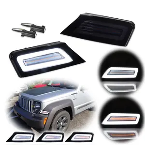 2pcs Smoke Front Bumper Switchback LED Parking Signal lamps Light For 2008 2009 2010 2011 2012 Jeep Liberty,Replace OEM 57010124AA-PFM, 57010125AA-PFM