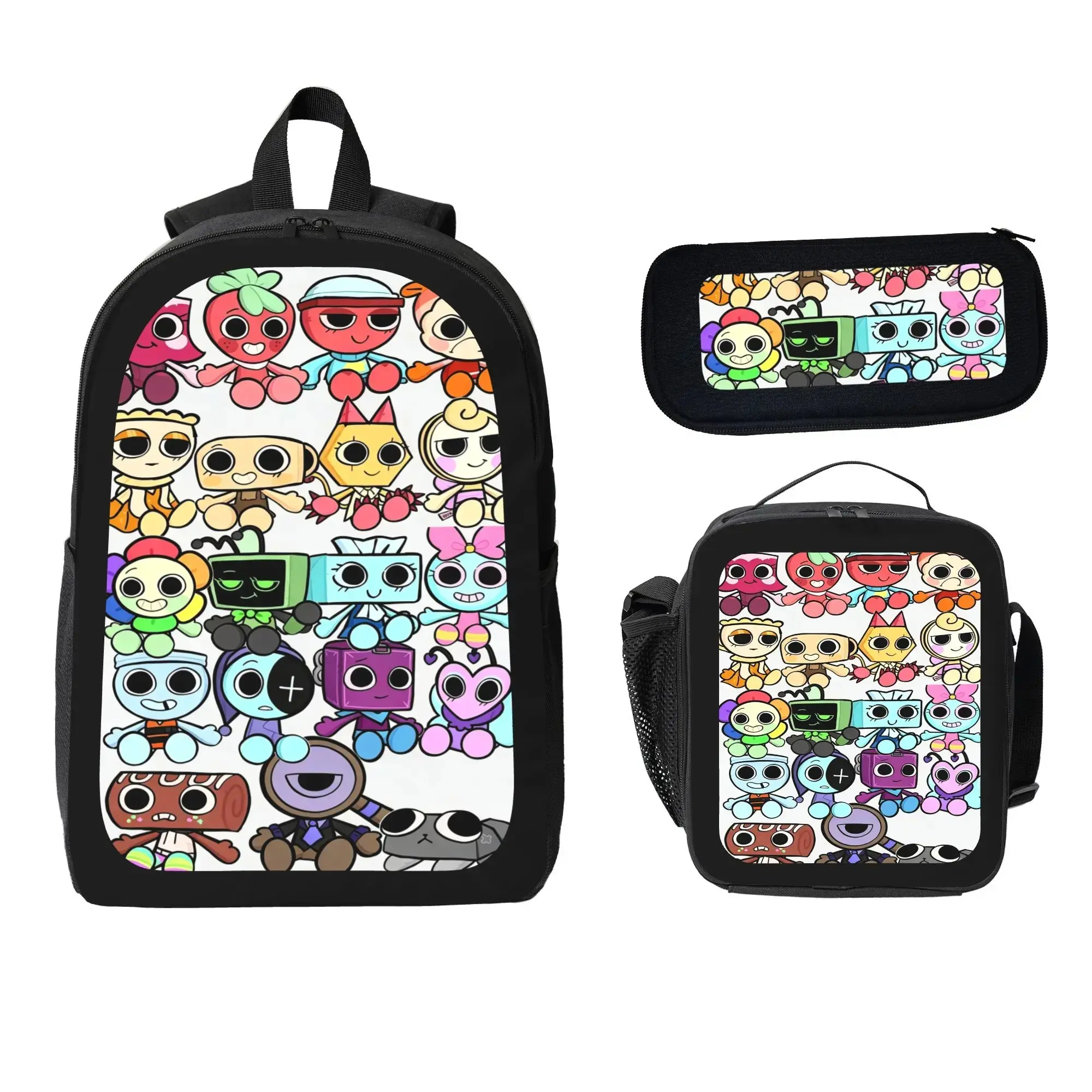 Dandy's World 3Pcs Backpack Set - Aesthetic School Bookbag, Matching Lunch Bag, Lightweight Pencil Case, Back to School Gym Bag Essentials for Teen Girls