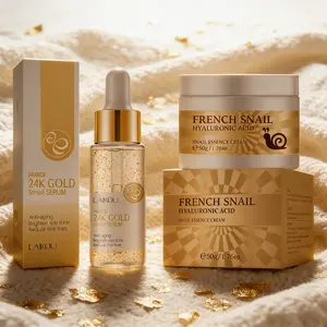 24K Gold Snail Mucin Serum and Face Cream Set Hydrating and Firming Skin Care Set for Elastic and Smooth Skin
