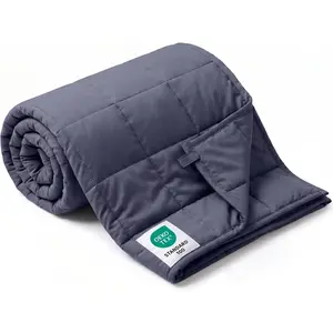 Weighted Blanket for Adults (15 lbs, 48” x 72”, Twin Size) Breathable Heavy Throw Blanket for 120-160 lbs, Soft Thick Blankets with Cooling Glass Beads, All Season, Machine Washable, Grey