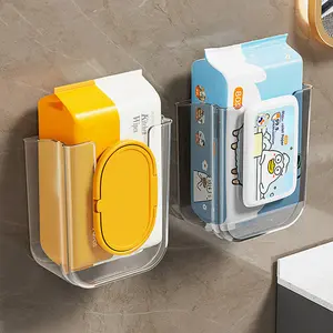 Wall-Mounted Wet Tissue Dispenser, Self-Adhesive Plastic Bracket, Large Opening, Strong Bearing Capacity, Bathroom Organizer, Bathroom Organizing Accessories, Bathroom Accessory, Suitable for Toilet Paper Storage Box