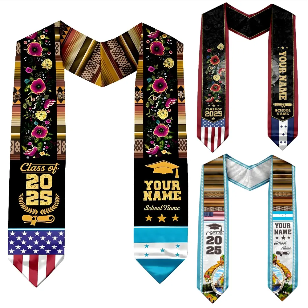 Personalized Honduran American Flag Graduation Sash 2025, Customize Honduran Graduation Stole 2025, Honduras Graduation Sash Gift