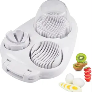 3-In-1 Stainless Steel Egg Slicer, Safe Dishwasher Safe, Ideal for Boiled Eggs Strawberries Grapes Mushrooms, New Design Kitchen Tool