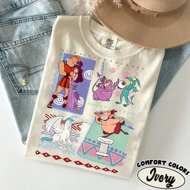 Retro 90s Greek Mythology Shirt, Vintage Cartoon Inspired Tee, Hercules Theme Graphic Shirt, Family Vacation Matching Tee, Nostalgic 90s Graphic T-Shirt