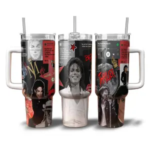 Michael Jackson 20oz 40oz V6 Tumbler with Handle - King of Pop Stainless Steel Insulated Cup Thriller Moonwalk Fan Gift, Music Legend Fan Gift