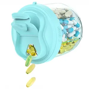 Large Capacity Pill Organizer with 7 Compartments, BPA-Free Vitamin Storage and Dispenser, Wide Mouth Design, Travel Medicine Box with 20 Colorful Labels, Supplement Organizer, Medical Organizer