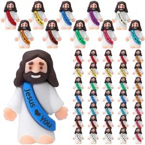 100/50 Mini Jesus "Jesus Loves You" Rubber Figurines, Tiny Jesus Ornament Decor That’s Perfect for Playing Hide-and-seek with Easter Eggs on Sundays, Ideal Gifts for Religious Parties and Christenings, and Versatile Religious Decorations