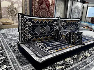 New Navy Luxurious Majlis – 4-Piece Traditional Arabic Floor Sofa Set for Living Room & Lounge