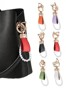 Diamond Pearl Bow Car Keychain, Creative Leather Key Ring, Fashionable Decoration Pendant, Perfect Gift for Easter Mother's Day