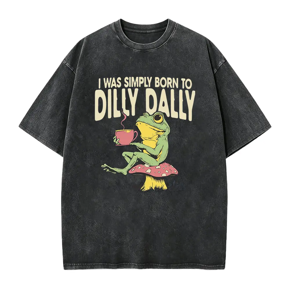 Born to Dilly Dally T-Shirt, Vintage Frog Tshirt, Funny Retro Shirt, Oversized Graphic Tee, Funny Women's Aesthetic Tshirt