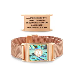 Custom Engraved Adjustable Alpha Mesh Band Medical ID Bracelet