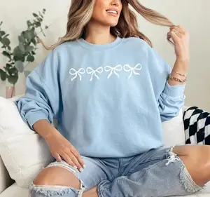 Coquette Bow Sweatshirt & Tshirt, Cute Bow Sweatshirt, Trendy Pink Ribbon Sweatshirt, Minimalist Coquette Crewneck, Ribbon Sweatshirt, Aesthetic Trendy Pink Bow , Coquette Shirt, Bow Crewneck Gift, Pink Love - TrendWear USA