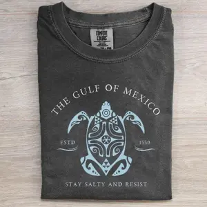 JALILELKHOURY Gulf Of Mexico Stay Salty T-shirt Featuring Design Ideal For Mexico Beach And Southern States
