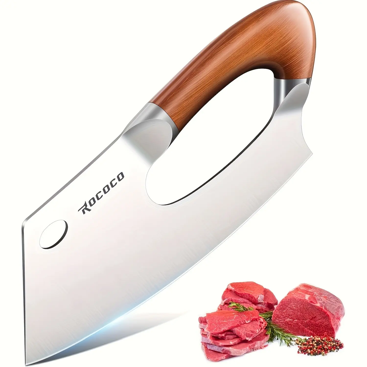 Meat Cutting Knife with a Brand New Design, Crafted to Save Space in The Kitchen. A Professional Stainless Steel Chef'S Knife for Slicing Meat And Vegetables, Perfect As a Christmas Gift for Parents Or (Brown)