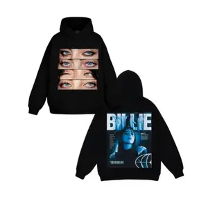 Retro Billie 2025 Tour Hoodie Vintage Concert Sweatshirt Y2K Music Merch Cozy Streetwear Top Gift for Fans Minimalist Design girl in a blue hoodie