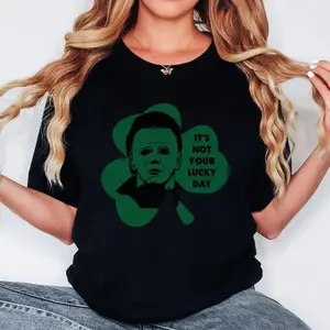 Michael Myers St Patrick's Day Tshirt, Horror St Patrick's Day Shirt, Lucky Irish Shirt, Shamrock Shirt, Retro Horror Scary Movie Tee, Gifts