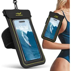 2-in-1 Waterproof Phone Pouch & Phone Armband Floating, Underwater Water Proof Phone Case with Detachable Strap, Waterproof Bags Up to 6.9", Beach Vacation Water Park Essentials