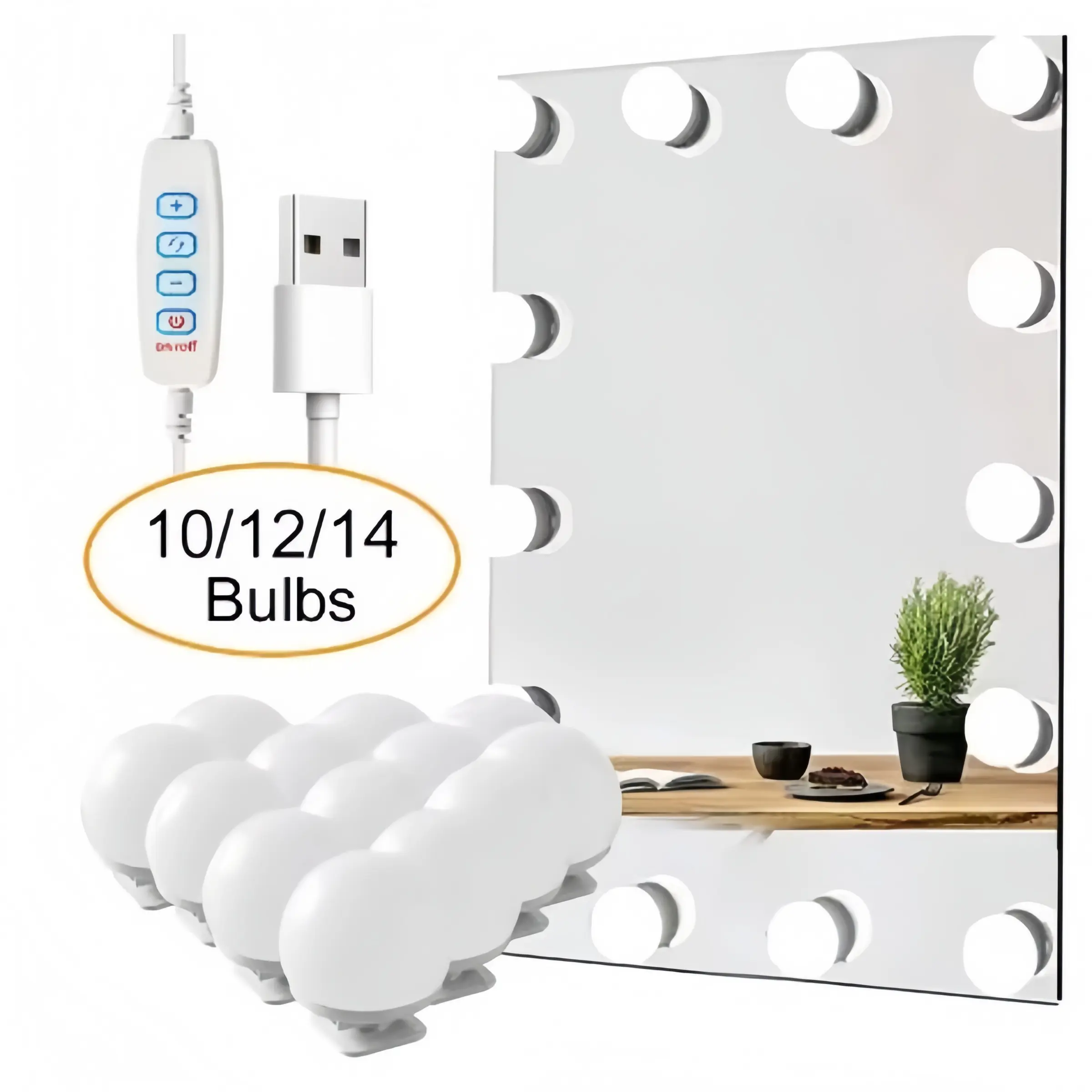 LED Detachable Bulb Professional Makeup Mirror Light, Hollywood Vanity Lamp, Dimmable Wall Sconce, Indoor Wall Light, USB Powered, Mother's Day Gift, Party Atmosphere Lighting