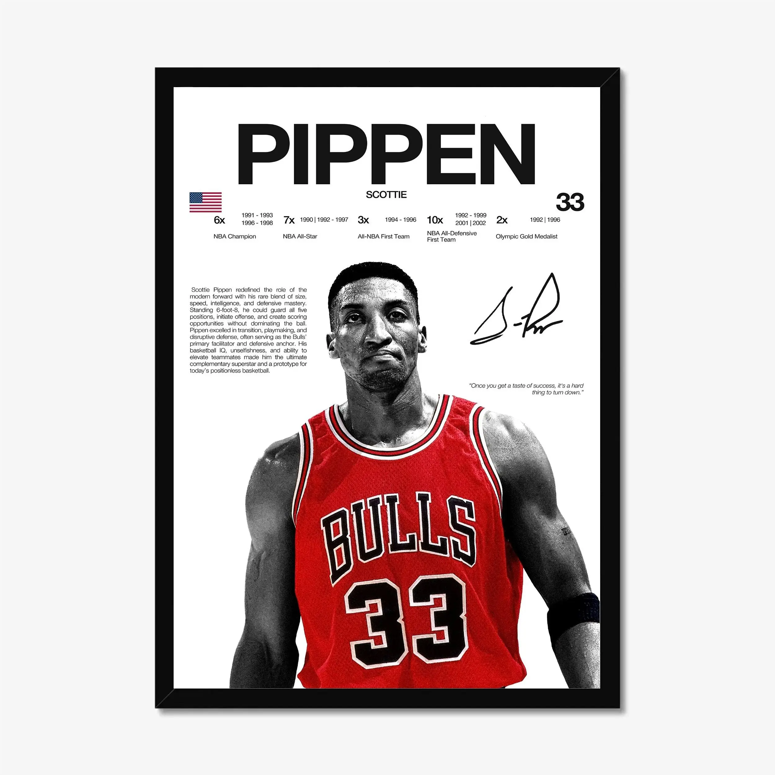[SALE UP TO 45%] Scottie Pippen Hardline Series Poster, Classic Basketball Wall Art for Fans Home Decor and Man Cave, Sports Gift [UNFRAMED]