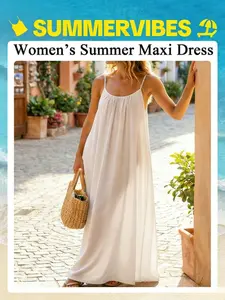 TFNOSIZE Women's Elegant Sleeveless Strapless Casual Dress, U-Back Dress with Drawstring Adjustment at the Back, a Flowing Summer Outfit for Women Chic Elegance#Summervibes