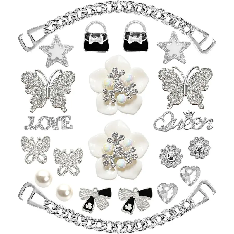 Mimilove Bling Shoe Charms for Women,Girly Golden Chains for Clog Sandals,Rhinestones Bling Chain Charms Cute Designer DIY Shoe Accessories Decoration Jewels Party Favors