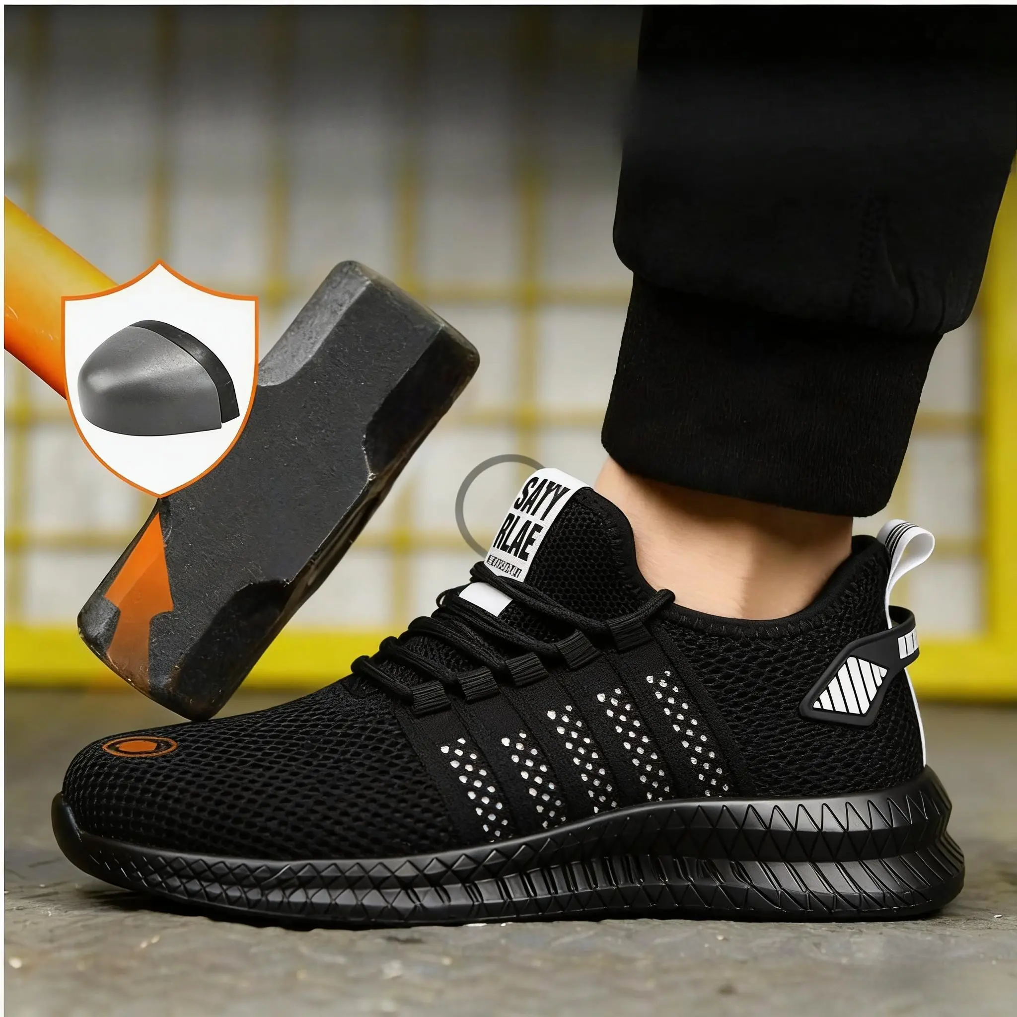 Men's Durable Steel Toe Work & Safety Boots - Anti-Smashing, Anti-Stab, Breathable Mesh Industrial Injury Prevention Footwear; Women's Closed Round Toe Comfortable Protective Casual Athletic Shoes, Work & Safety Footwear